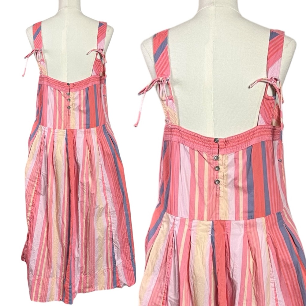 Free People Primavera Reversible Striped Midi Dress Strawberry Combo Size Large - Picture 12 of 16